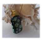 Black Paw Dichroic Glass Pendant 137 with gold plated chain