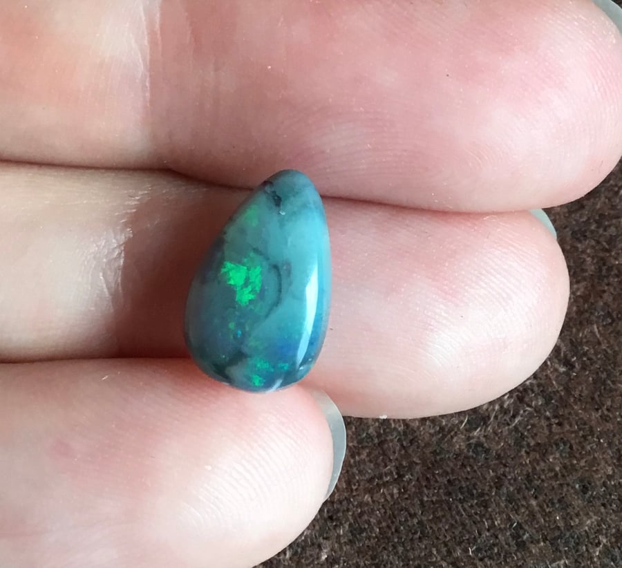 Large Sea Green and Bue Natural Opal Cabochon from Lightning Ridge Australia.