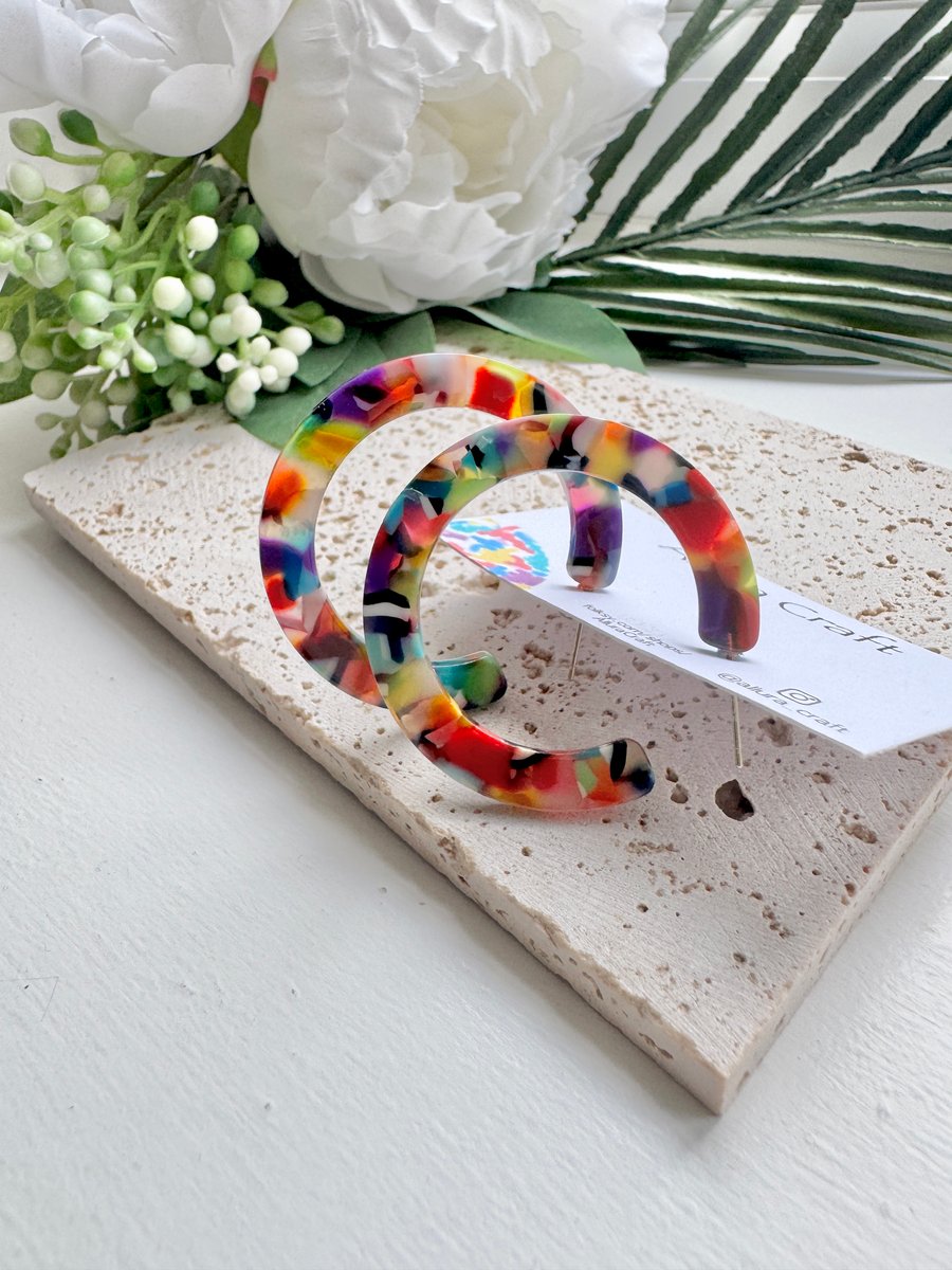 Multi Colour Hoop Earrings 