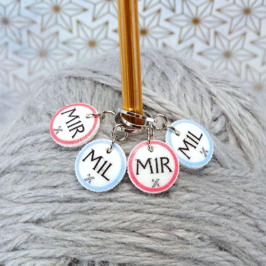 Instruction Stitch Marker Set: M1L M1R Make One LeftRight knitting stitch marker
