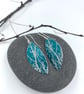 Teal aluminium winter tree earrings. - Image 2