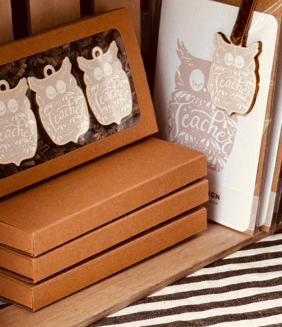 Teacher Appreciation Gift Wooden Ornament Rustic Chic Vintage style set of 3