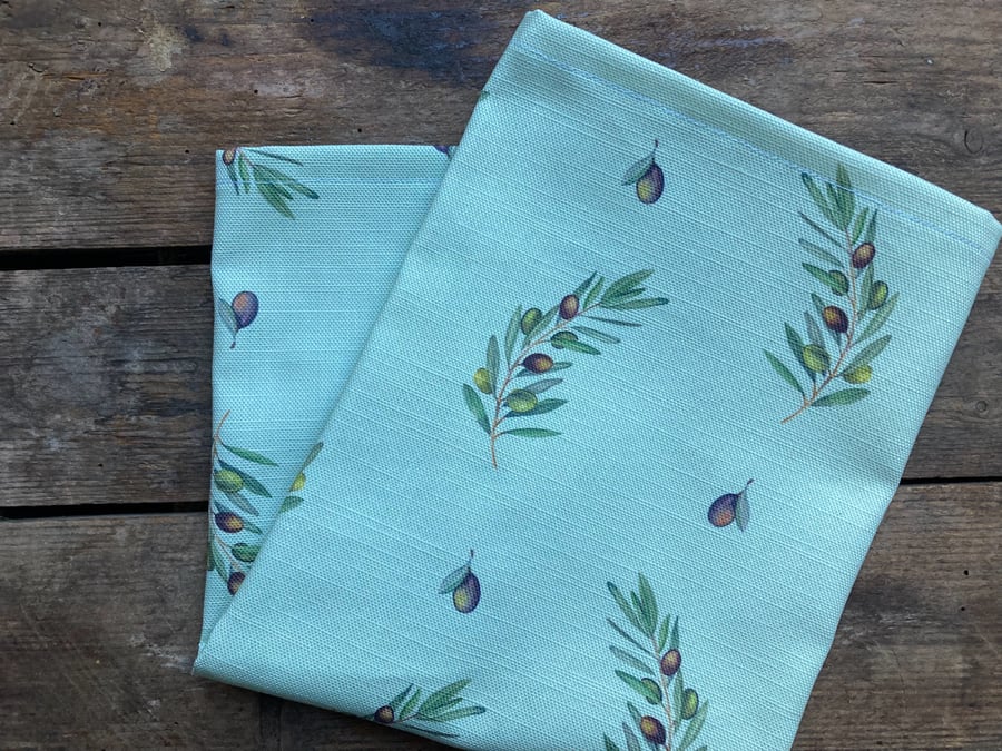 Olive tea towel