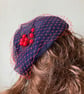 Navy Blue & Red Berry Fascinator Hat with Netting - Image 5