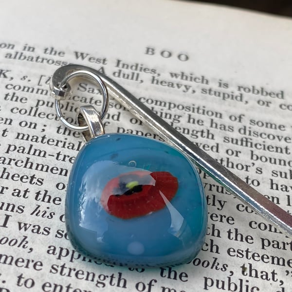 Poppy Fused Glass Bookmark