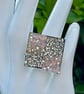 CHEQUERED CRYSTAL RING pink silver square adjustable fits all sizes  - Image 5
