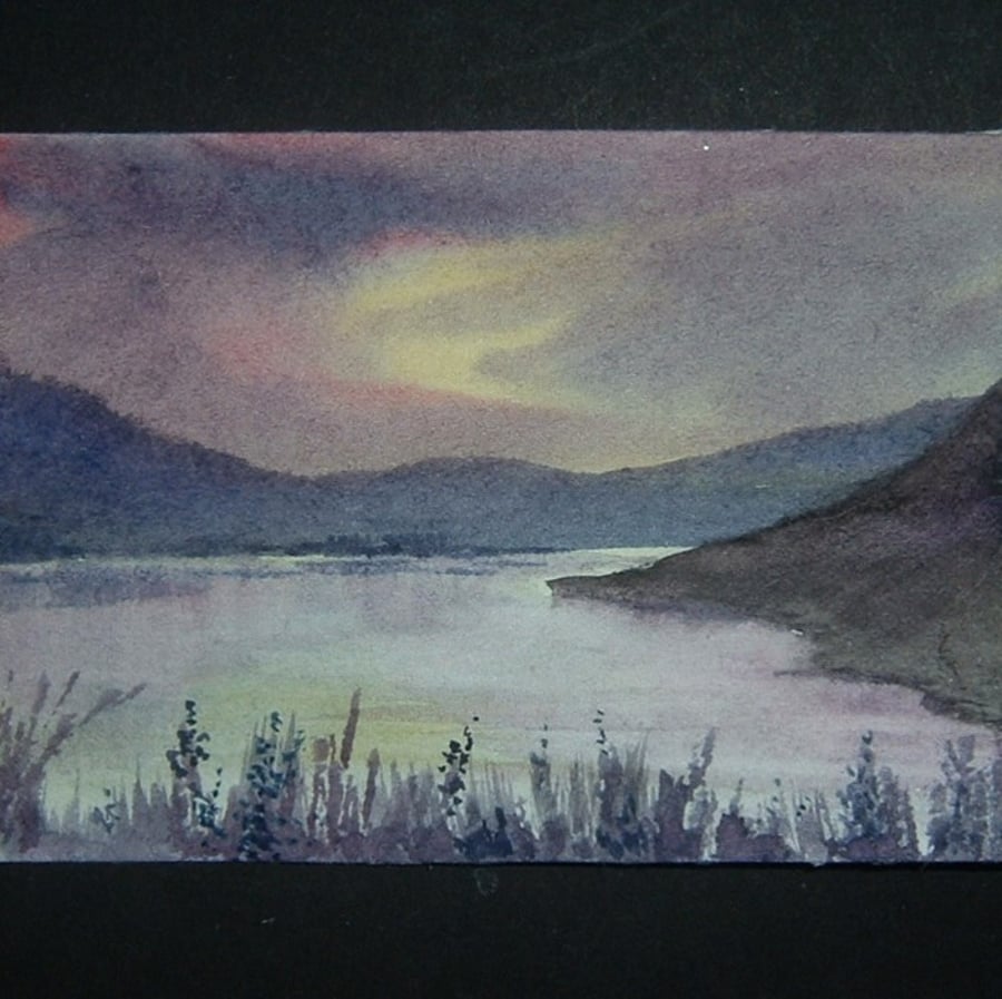 sunset art painting aceo watercolour landscape ref 292