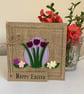 Easter greeting card with purple flowers. Handmade from wool felt. - Image 1