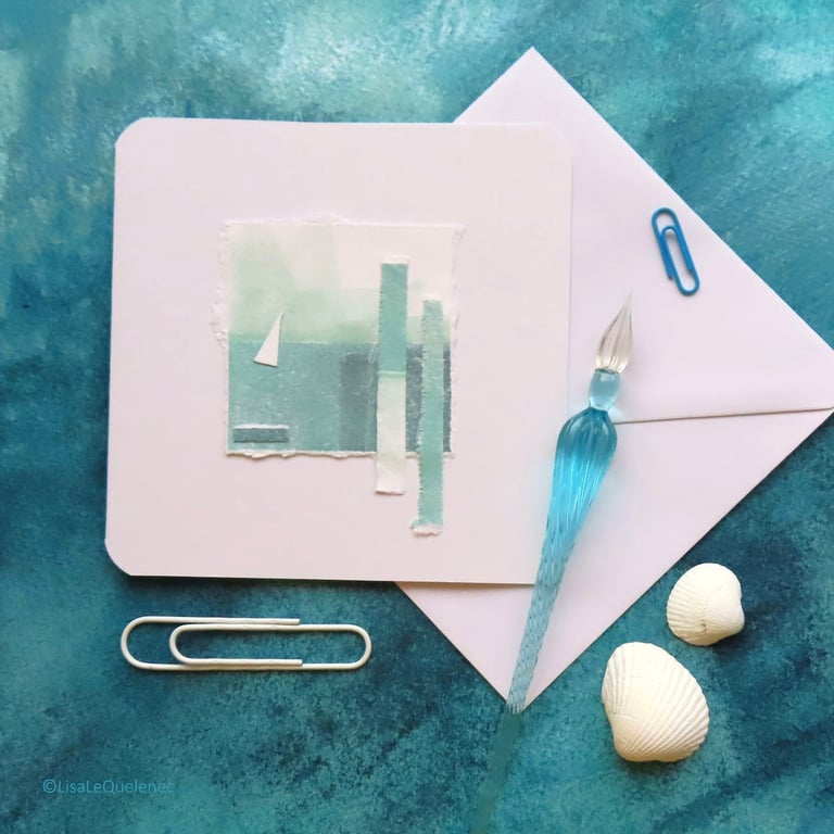 Blank art abstract sailing OOAK collage art artist card