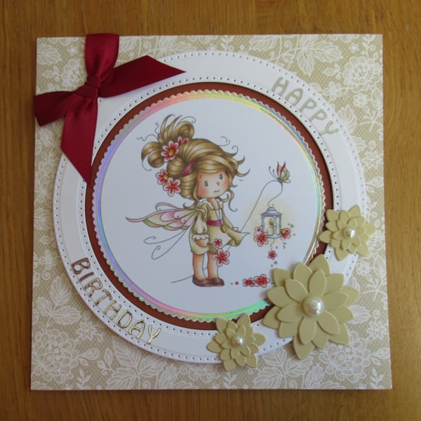 Fairy With Lantern - Birthday Card (17x17cm)