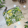 Vintage Flower Waltz Yellow Floral linen and tweed coin purse stocking filler
