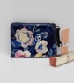 Oil cloth purse navy blue floral