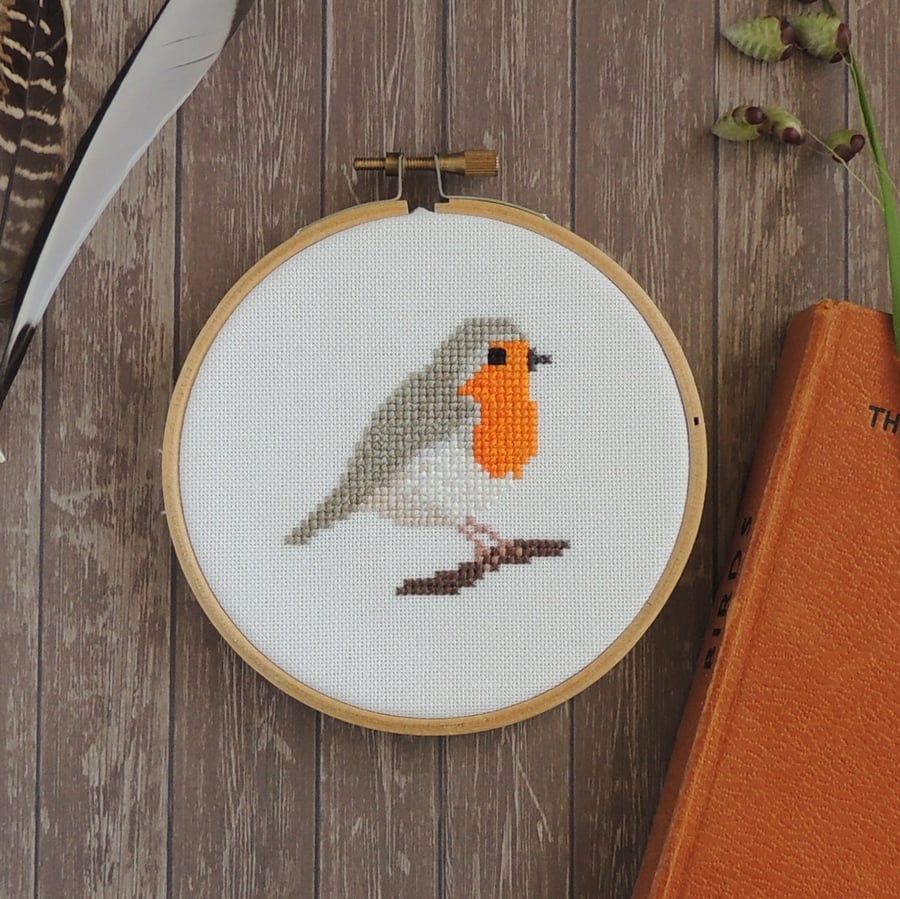 Cross stitch bird pattern - Robin - PDF printable - cross stitch chart PDF