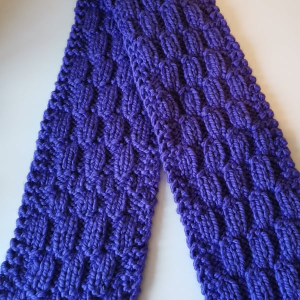 Hand Knitted Super Chunky Purple Scarf