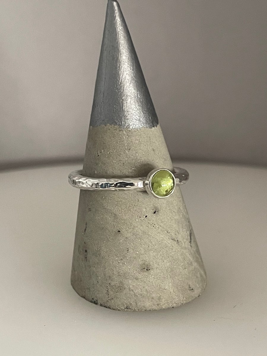 Sterling Silver Peridot Gemstone Ring - August Birthstone Sizes H-Z Handmade