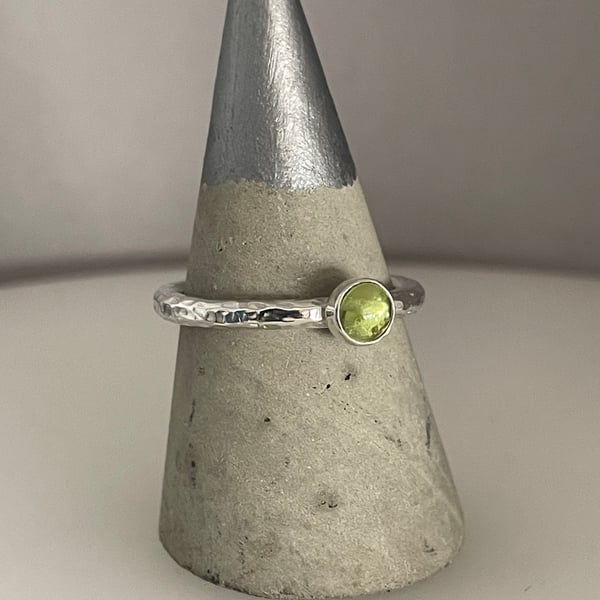 Sterling Silver Peridot Gemstone Ring - August Birthstone Sizes H-Z Handmade