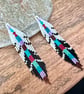 Colourful beadwork feather fringe earrings  - Image 1