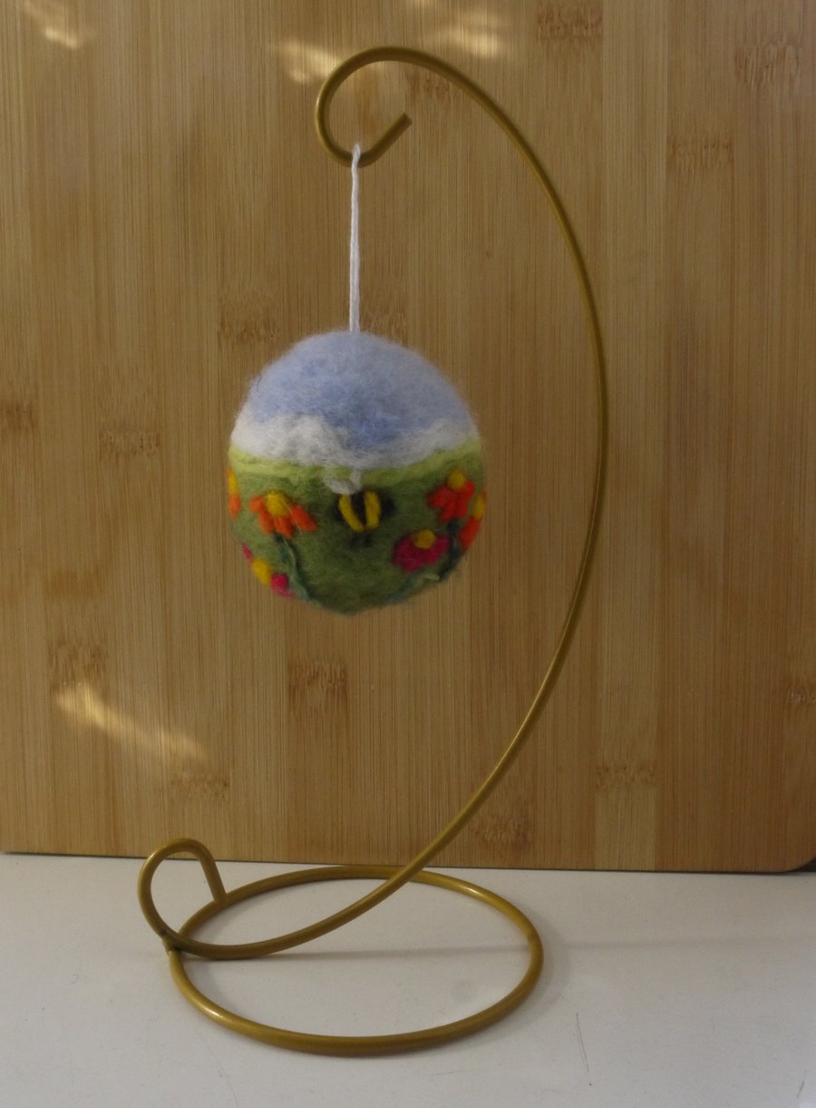 Needle felted Handmade Buzzy Bee Meadow ornament