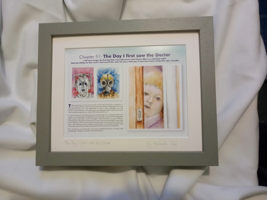 watercolour print of a child watching Doctor Who Monsters