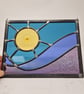 Stormy sky and ocean stained glass leaded panel - Image 1