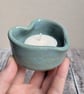 Speckled turquoise ceramic heart tealight holder  - Image 2