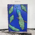 Peacock themed mixed media faux book trinket box. Jewellery box. Peacock gift.