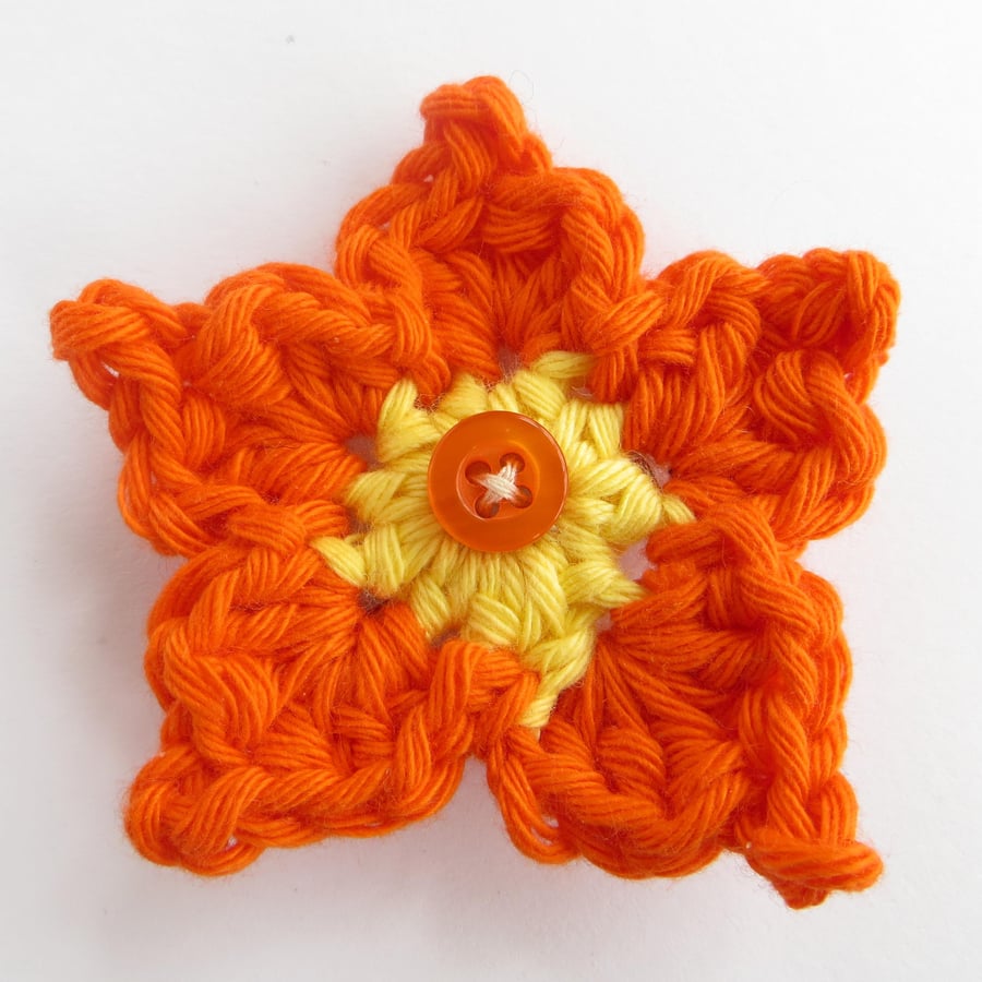 Flower Corsage Brooch - Yellow and Orange