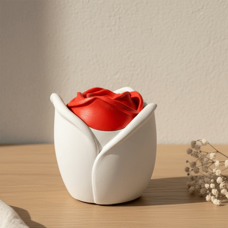 Small Red rose jewellery box, rose flower trinket pot