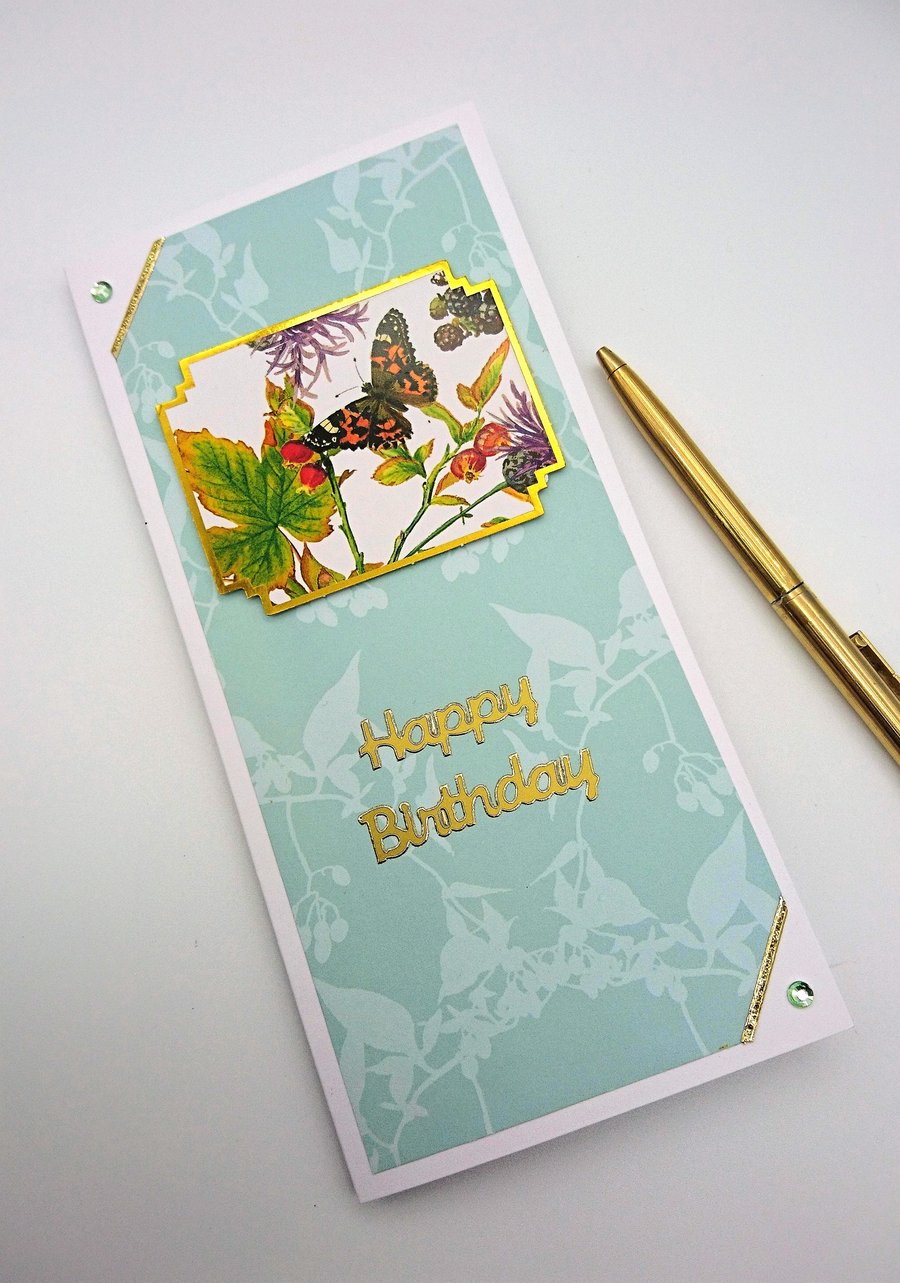 Happy BirthdayCard Butterfly, Berries,Blackcurrants Edith Holden FREE P&P U.K. 