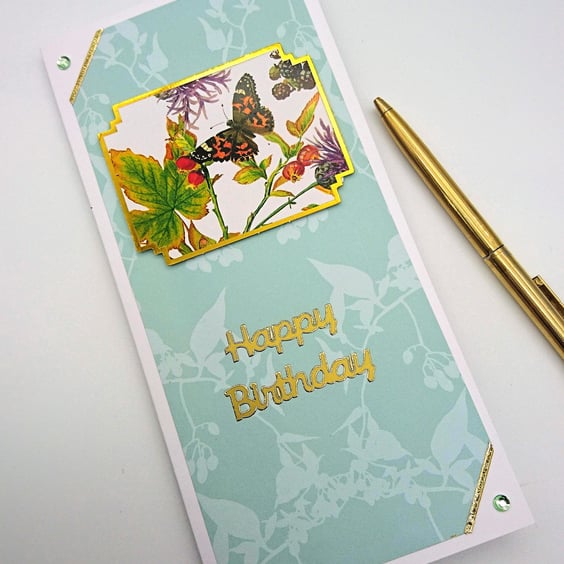 Happy BirthdayCard Butterfly, Berries,Blackcurrants Edith Holden FREE P&P U.K. 