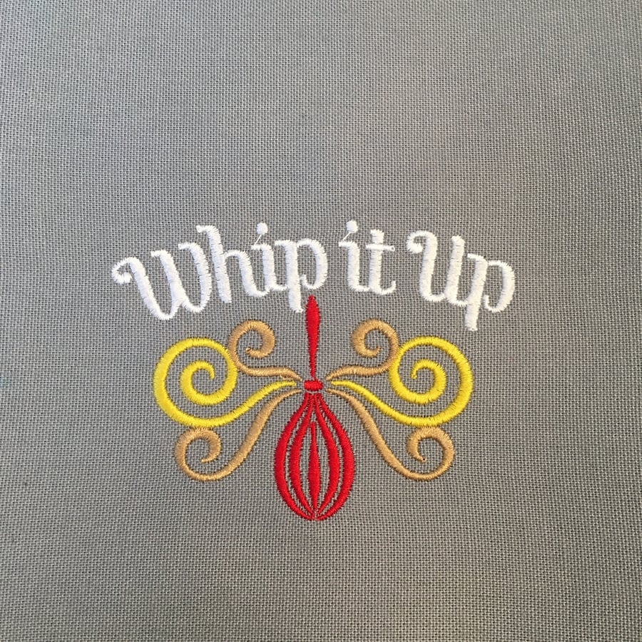 Tea towel embroidered - Whip it up 