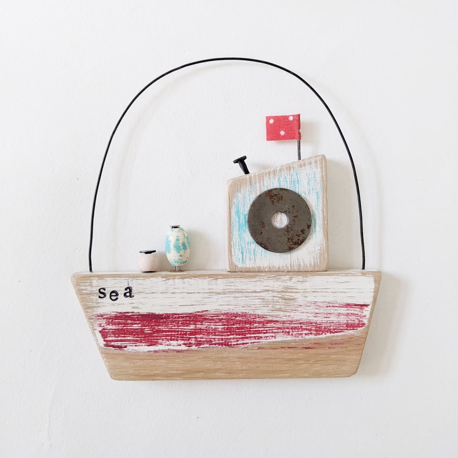 Rustic Wooden Boat Hanging 'sea'