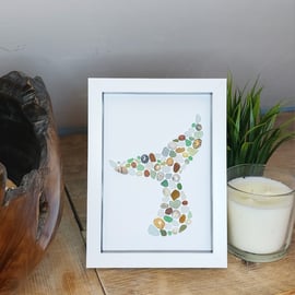 Cornish beach finds of seaglass and shells Whales tail wall art frame