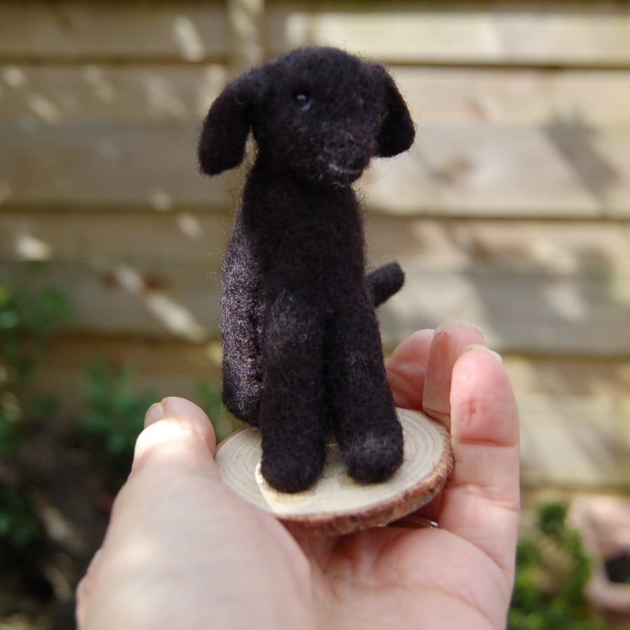 Needle felt dog 9 cms tall, wool dog,  Labrador
