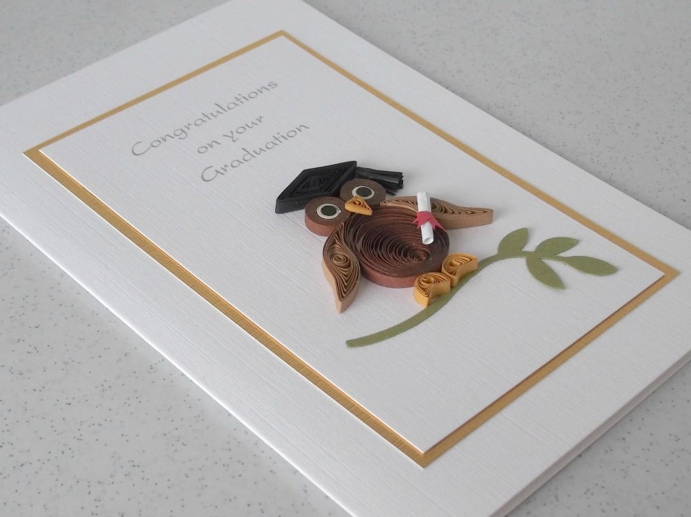 Handmade graduation card - quilled
