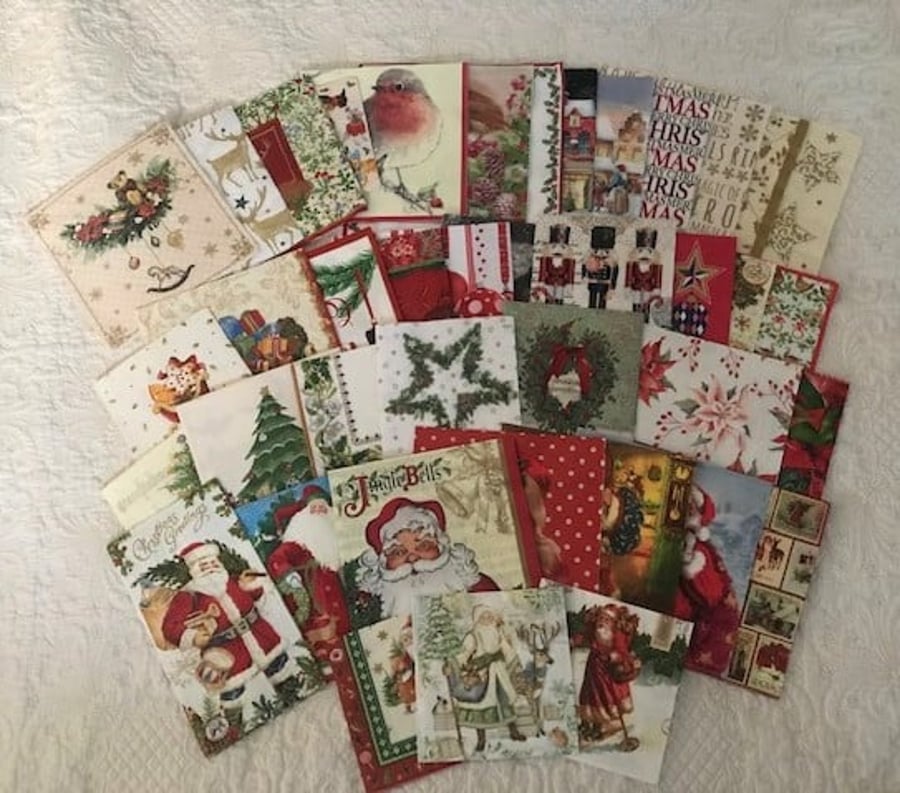 Craft Supplies: Christmas Napkins Collection of 40 (BUNDLE NUMBER 2)