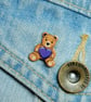 Tiny Purple Heart Bear Pin, Handmade Purple Gift, I Love You Love Heart Gift - Image 2