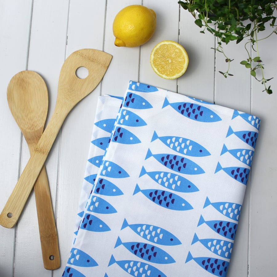 Newlyn Fish Print Tea Towel Set - Beautiful Bundle
