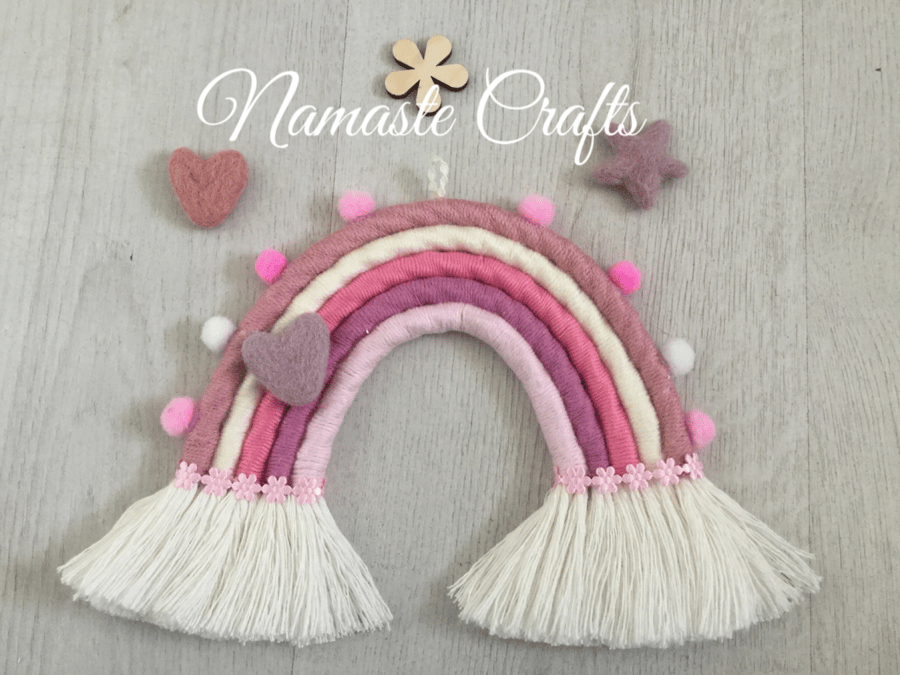 Summer Garden Rainbow Wall Hanging , Macrame Wall Art, Boho, Nursery Decor, baby