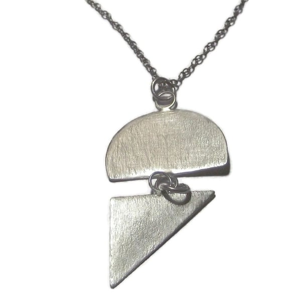 Fine silver handmade geometric drop pendant