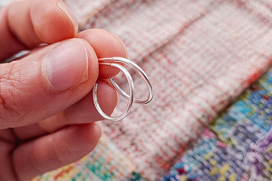 Silver hoop earrings, 'Hope' hoops, hoop earring studs