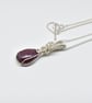 Ruby and Silver Wire Wrapped and Woven Pendant - Image 10
