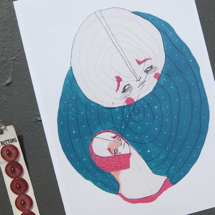 'Talking to the moon' Artist print