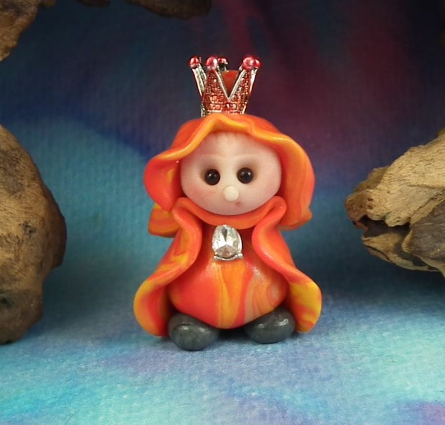 Spring Sale ... Tiny Royal Gnome 'Henry' with Royal Crown OOAK Sculpt 