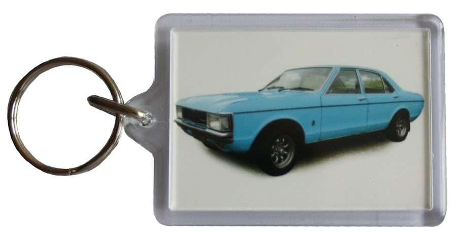 Ford Granada 3.0l Mk1 1975 - Keyring with 50x35mm Insert - Classic Car Fan