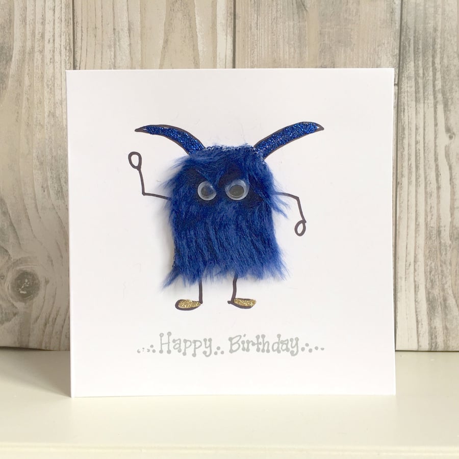 Fun Birthday card - fluffy monster