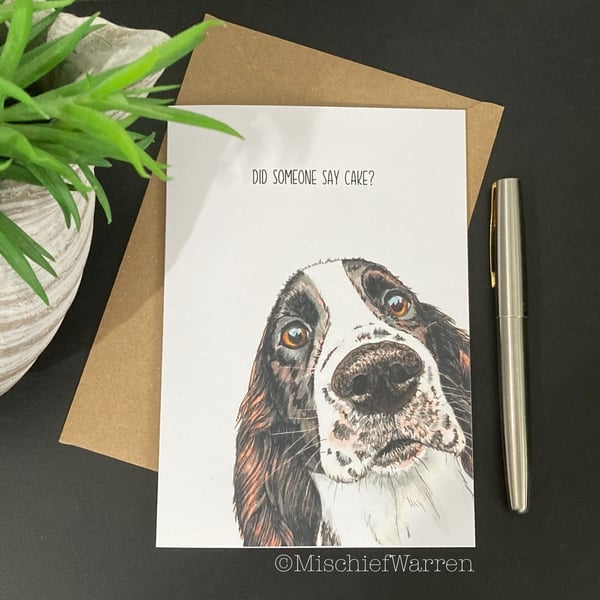 Spaniel Dog Art Card - Blank, personalised for any occasion 