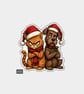 Unique Funny Christmas Sticker Xmas Decal For Adults - Grumpy Cat & Dog - Image 1