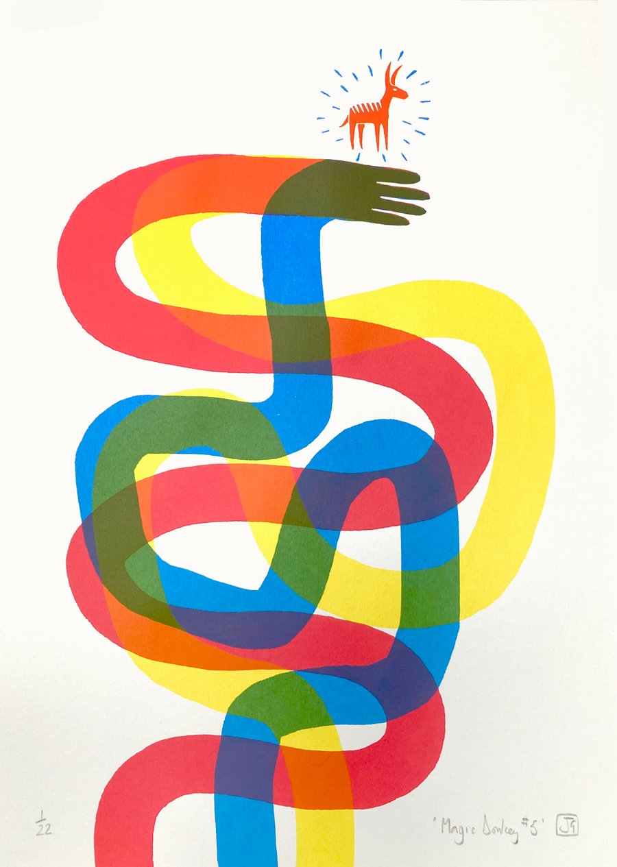 Magic Donkey No.5 three-colour A3 screen-print