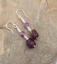 Amethyst and Sterling Silver Drop Earrings,  February Birthstone. - Image 1